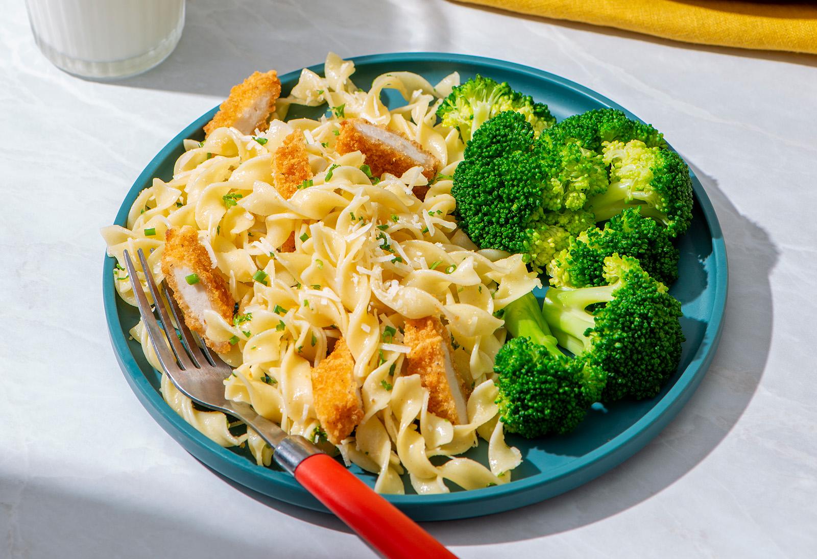 Buttered Noodles w Crispy Chicken Tenders