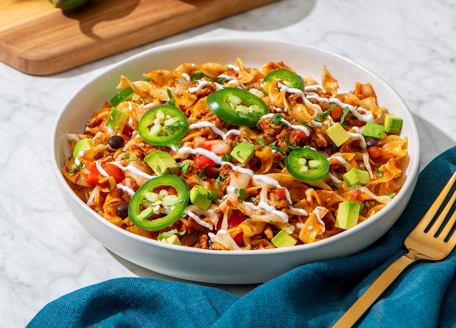 Loaded Chicken Taco Pasta