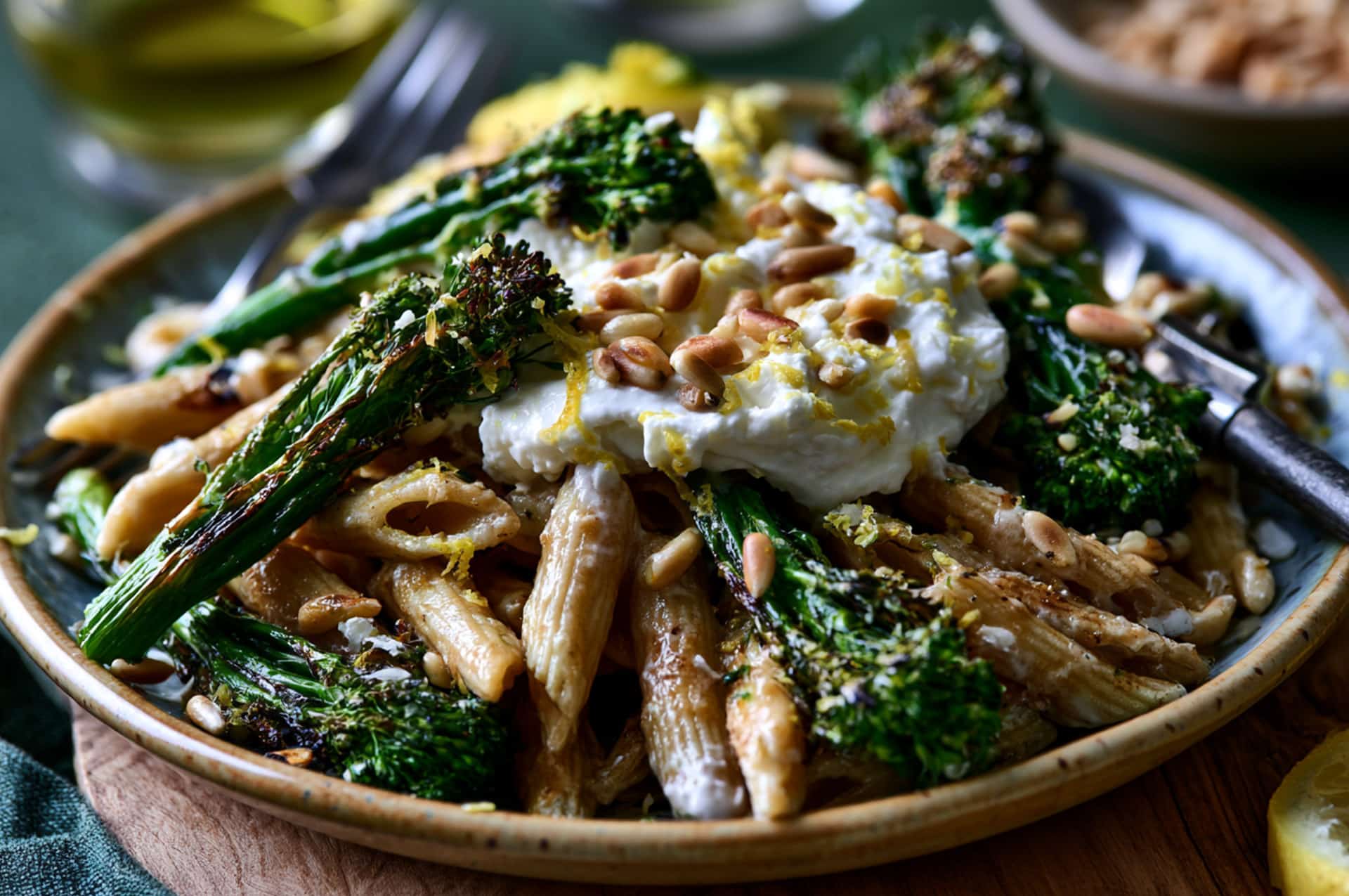 Charred Broccolini and Whipped Ricotta Penne - No Yolks