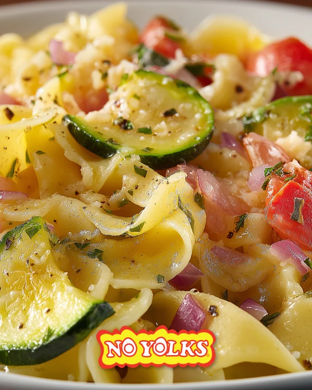 Busy night? Toss zucchini, tomatoes, and parm with No Yolks Noodles for a quick weeknight dinner. 💚 Link in bio for recipe details.