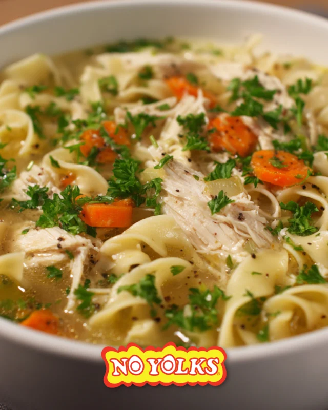 Soup night made simple. No Yolks Noodles, rotisserie chicken, and veggies all in one pot. 🍲💛 Link in bio for recipe details.